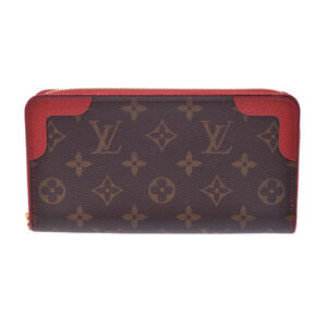 Louis Vuitton Monogram Retiro Zippy Wallet Brown Red Long